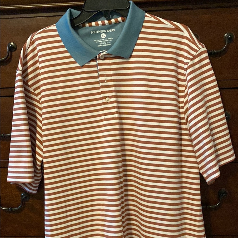 The Southern Shirt Company Red and White Striped Polo